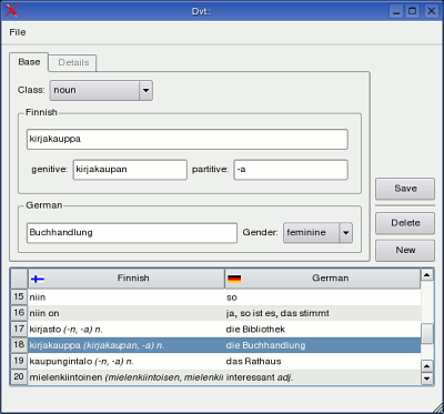 Dvt:: Vocabulary editing (Linux, English)