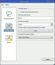 Push To Talk: Configuration